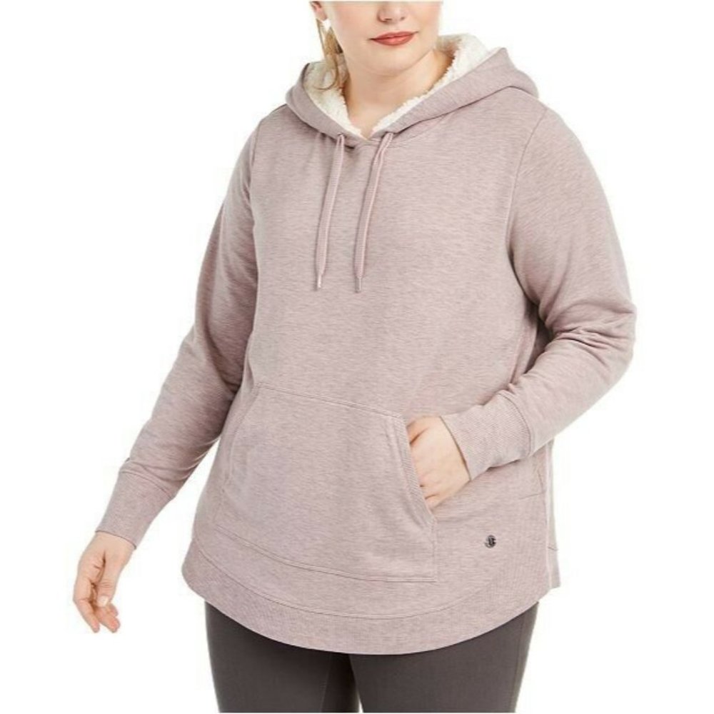 Plus Size xXL Faux-Sherpa-Trimmed Hooded